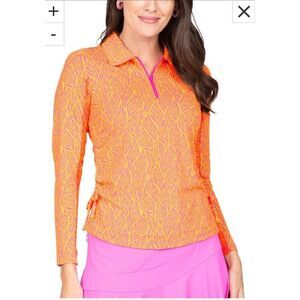 IBKUL 1/4 Zip Pullover XS Hot Pink Sally‎ Orange Peel Activewear Golf Tennis